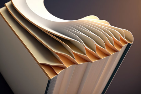 macro image of a book spine. Close up of an open book with white pages that have copy space. the idea of going to libraries and reading encyclopedias and other literature. concept of sustainable educaの素材