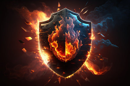 firewall interface protection concept for cyber security. Banking and personal data security. defending oneself against online assaultsの素材