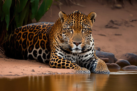 Brazilian South America Jaguar Panthera Onca Female Cuiaba River Porto Jofre Matogrossense Pantanal Mato Grosso do Sulの素材