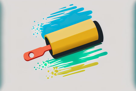 Illustration of a paint roller in color that is ized. An attractive paint roller icon. Painting roller diagramの素材