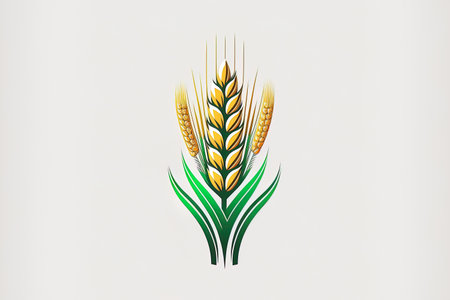 Wheat barley or rice cereal spike and millet stem icon. Wheat ear or barley spike in a green farm field organic agricultural harvest bread bakery spikelet for food and agricultureの素材
