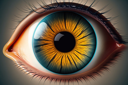 iris and conjunctiva of a close up eye the cornea eyelids eyelashes eyebrows eye color the pupil sight and any defects in sightの素材