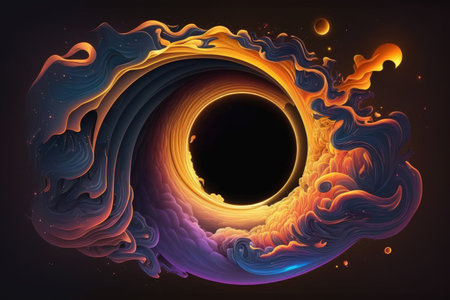 black hole science fiction wallpaper. Beauty of deep space. Colorful graphics for background like water waves clouds night sky universe galaxy Planets Credit app Procreateの素材