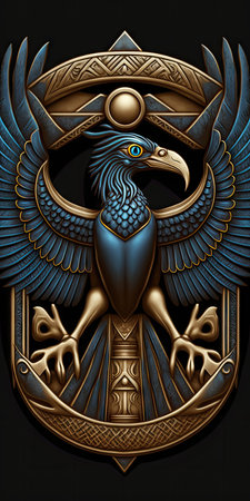 ancient Egyptian emblem religious symbol. Egypt is deified. Design element. Culture. Thoth.Khnum. Isis.Sobek.Nutの素材