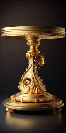 With luxurious backdrops a gold exquisite table product background stand or podium pedestal is displayedの素材