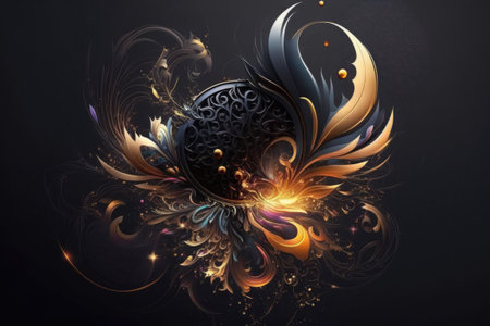 In the background there is a Droste effect. Astrological and fantastical ideas are abstracted into a stylish designの素材