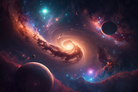 Endless universe with stars and galaxies in outer space. Cosmos art. Elements of this image furnished by NASAの素材