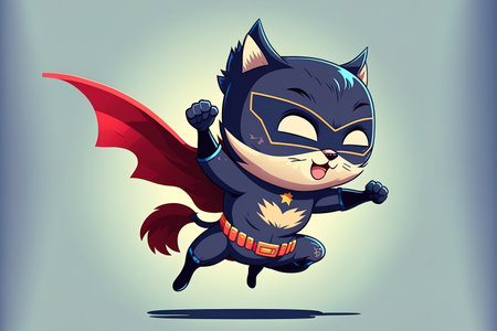 adorable kitty superhero cartoon symbol of a bird flying. nature animal symbol idea solitary. cartoonishly flatの素材