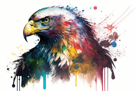 The Animals in Paint books. Imagination originality and abstract art are the subjects of this multicolored eagle pictureの素材