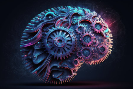 Concept for industrial brain gear web development. Idea generation for the cogwheel industry IoT engineering manufacturing technologies in 4.0 factoriesの素材