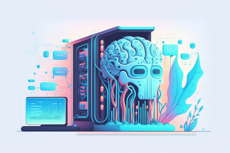 Concepts related to modern technology like artificial intelligence machine learning and neural networks. automation and IOTの素材