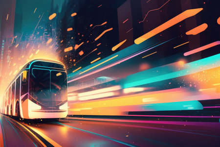 Motion blur and digital data flow on the road give the impression of rapid data transit. Concept of disruptive innovation agile business technique and future digital transformationの素材