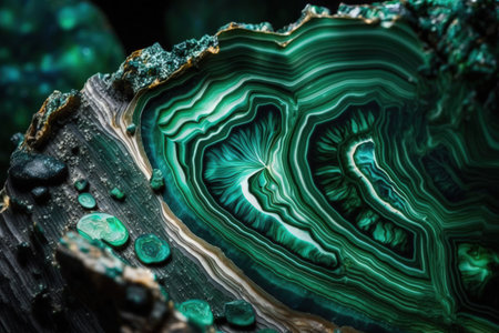 The mica group of sheet silicate minerals contains malachite. View of a natural beautiful stone texture patternの素材
