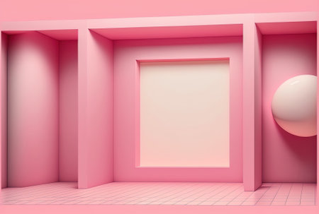 Use as montage for product display banner or template. Abstract empty smooth bright pink studio room backgroundの素材