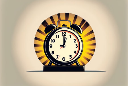 a cartoon interface design simple metaverse idea of a contemporary alarm clock symbol on a white backdrop for mockup and web bannerの素材