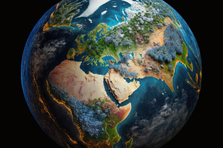 Satellite imagery of Earth showing topographical detail. World atlas. NASA contributed to the creation of this imageの素材