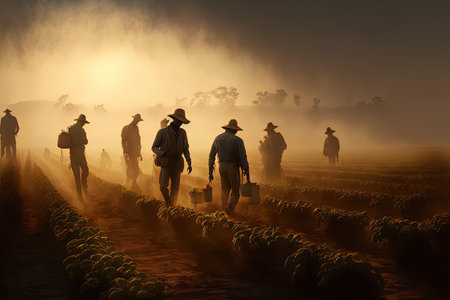 Field work harvesting physical labor farming agriculture agro industry in developing nations labor migrants and family farmers are all examples of this. Exceptional work. hazy backdropの素材