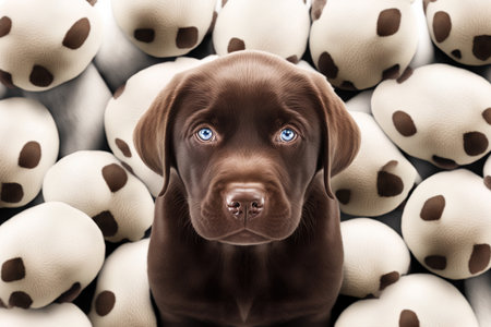 dog packs lab puppies and chocolate covered puppies An image of a Labrador Retriever against a white backgroundの素材