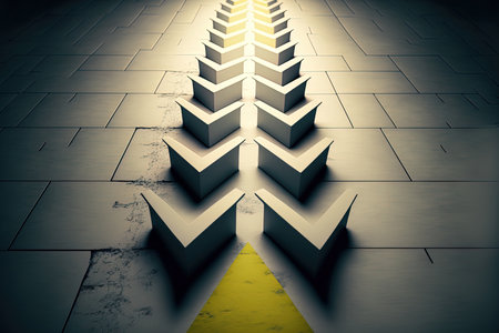 Blocking is an arrow chain. both attention and consistency. concept of vertical power and conformism. constant direction of growth forward motion sequential procedure education and development of skilの素材