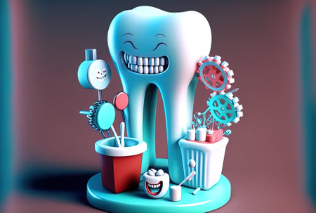 Animation of healthy teeth rotating. teeth with dental equipment. notion of brushing caring for teeth and tooth decay prevention. idea of dental careの素材