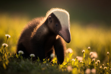 Incredible big anteater in its natural environment. South American fauna. Rare and gorgeous creatures. Tridactyl myrmecophageの素材