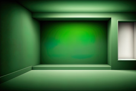 Empty room with a luxurious simple green gradient abstract studio background with space for your text and imageの素材