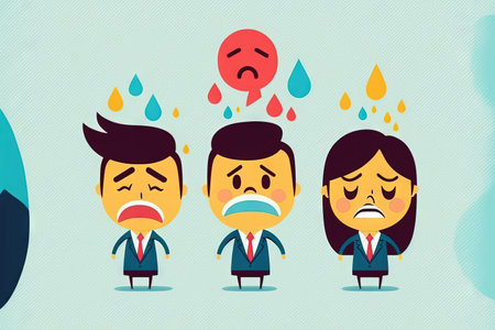 Employee morale teamwork job passion or satisfaction employee well being or feeling attitude and motivation concept businessman and businesswoman team displaying emotion in joyful and sad facesの素材