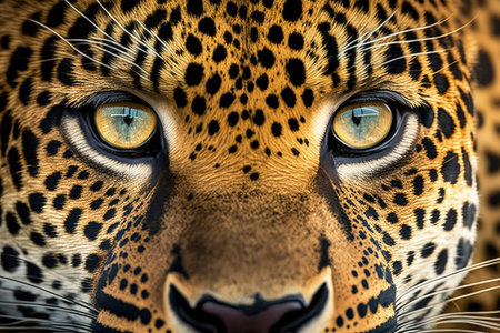 full frame close up piercing eyes of a magnificent exotic big cat or feline like a leopard such as a central american jaguar or panthera onca found in the pantanal of Brazilの素材