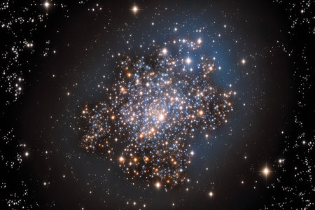 Real astronomic picture taken using telescope it is an open stars cluster known as praesepe in cancer constellationの素材
