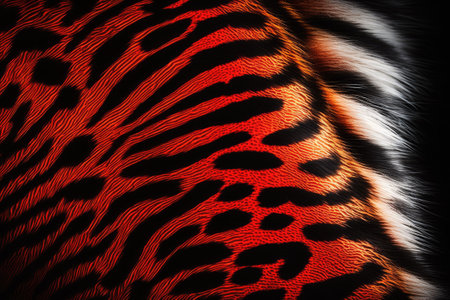 A High Definition Macro Shot of an Actual Skin or Pelt from an Indo Chinese Tiger (Panthera tigris corbetti) That Can Be Used as a Backdrop Wallpaper or Backgroundの素材