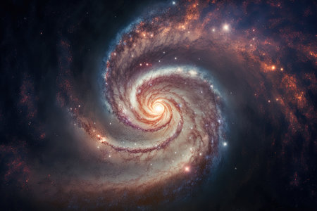 A view from space to a spiral galaxy and stars. Universe filled with stars nebula and galaxy. Elements of this image furnished by NASAの素材