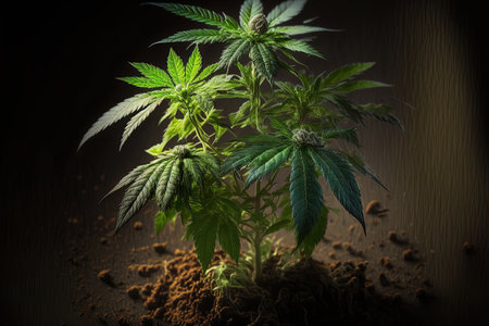 Marijuana Plant in Mature Stage with Bud and Leaves. Cannabis plants in an indoor farm have this texture. Cannabis Plants with Huge Buds Growing Indoorsの素材