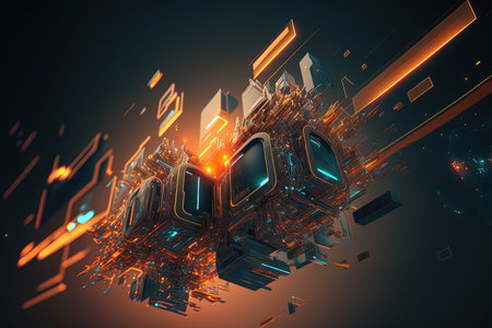 a futuristic abstraction of cyberspace Motion background with technology and connecting abstraction in a basic bright settingの素材