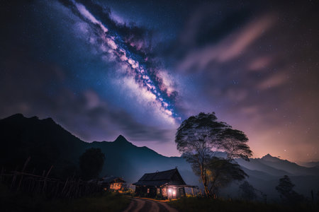 Long exposure shot taken with grainxaxa of the Milky Way galaxy at doi luang chiang dao before daybreakの素材