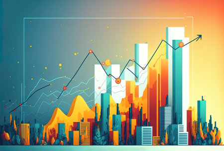 Stock market or forex trading graph in graphic concept suited for business idea for financial investment or economic trends. backdrop financial abstractionの素材