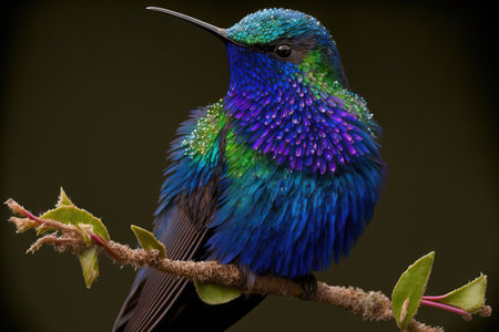 The hummingbird species known as the sparkling violetear (Colibri coruscans) is one. It is prevalent in the Andes and other major portions of the northern and western South American highlandsの素材
