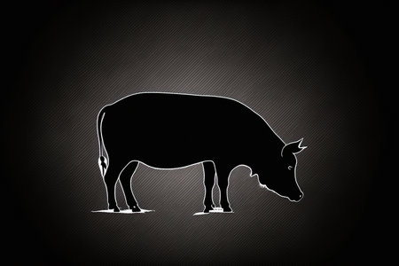 silhouette of a pig. Black and white pig silhouette symbol logo illustration. shadow outline of a side view of a pig profileの素材