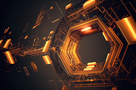 a futuristic abstraction of cyberspace Motion background with technology and connecting abstraction in a basic bright settingの素材