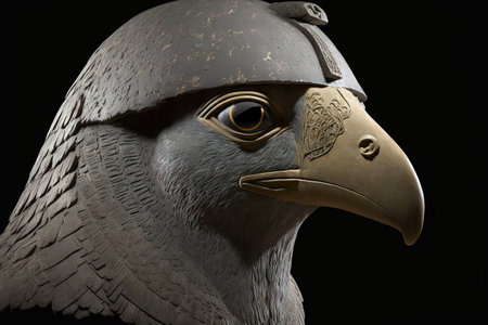 A view of the head of an eagle headed sculpture of the ancient Egyptian god Horus that may be found in Edfu Egyptの素材