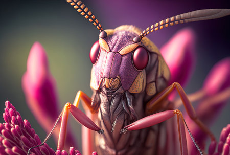 Close up of a polypedates otilophus on a red bud Animal closeup of a polypedates otilophus front viewの素材