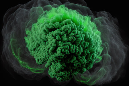 Black backdrop for an illustration of the Bottom View of a Wispy and Swirly Green Toxic Medium Smoke cloudの素材