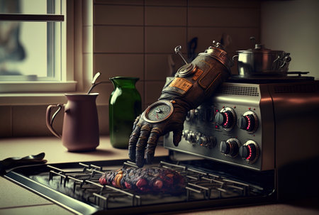 The daily cooking routine of a handicapped person includes turning on the stove with a carbon prosthetic handの素材