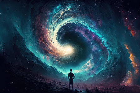 internal universe The cosmos contains the outline of a man. the idea of intellectual matters. NASA contributed several parts of this pictureの素材