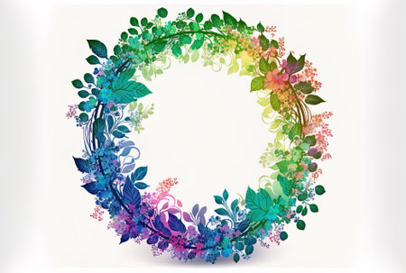 Beautiful gradient filled circle raster frame. For commercials flyers websites wedding and other invites or greeting cards use this lovely floral frame in a colorの素材