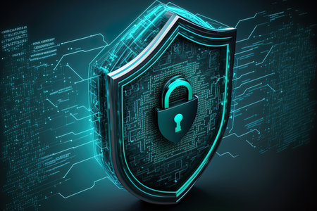 security and privacy concepts for data the lock symbol and internet network security protection of personal data on virtual screensの素材