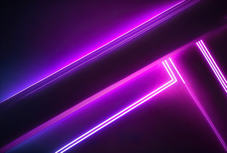 abstract ultraviolet light. light line and diode tape. gradient of violet and pink. Neon lighting contemporary settingの素材