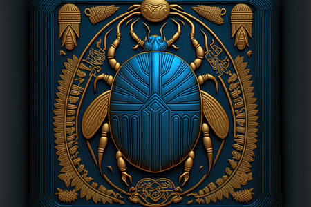 Egyptian hieroglyph and emblem of the scarab Ancient culture used symbols and song. religious symbol. design componentの素材