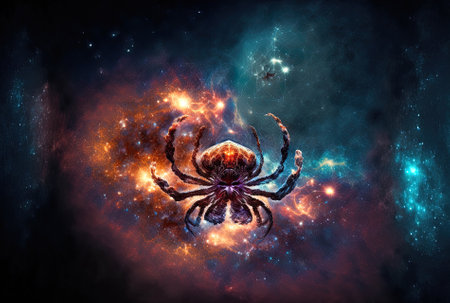 Deep space backdrop with cosmic clouds and an abstract cosmic tarantula NASA provided the stars planets and other background space scenery for this photographの素材
