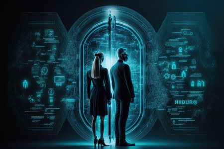 concepts of data security and privacy internet security technologies and the lock symbol virtual screen interfaces let a businessman secure personal data on his vrの素材