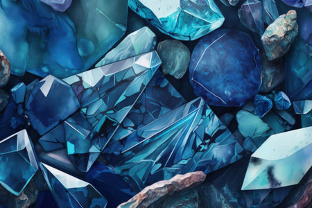 Indigo Crystal Stone mineral. Gems. crystals of minerals in their natural habitat. precious and semiprecious stone textures. seamless background with colored sparkling surfaces of valuable stones in tの素材